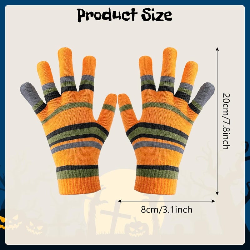 GLIGARA Halloween Movie Cosplay Stuff Striped Orange And Green Fuzzy Gloves Accessories - Image 2